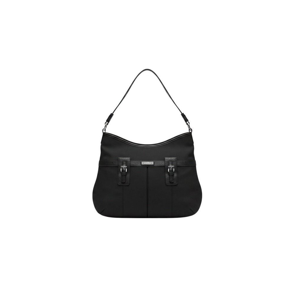 Etienne Aigner Shoulder Bag Womens Medium Black Excellent Buckle Nylon Hobo
